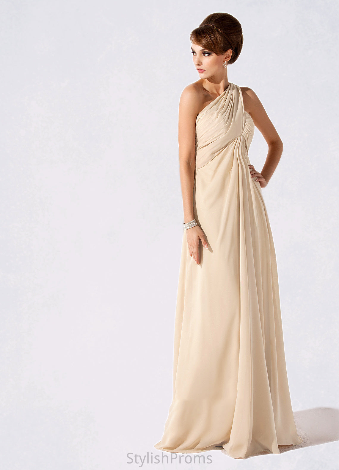 Eleanor Empire One-Shoulder Floor-Length Chiffon Mother of the Bride Dress With Ruffle HQ126P0014777