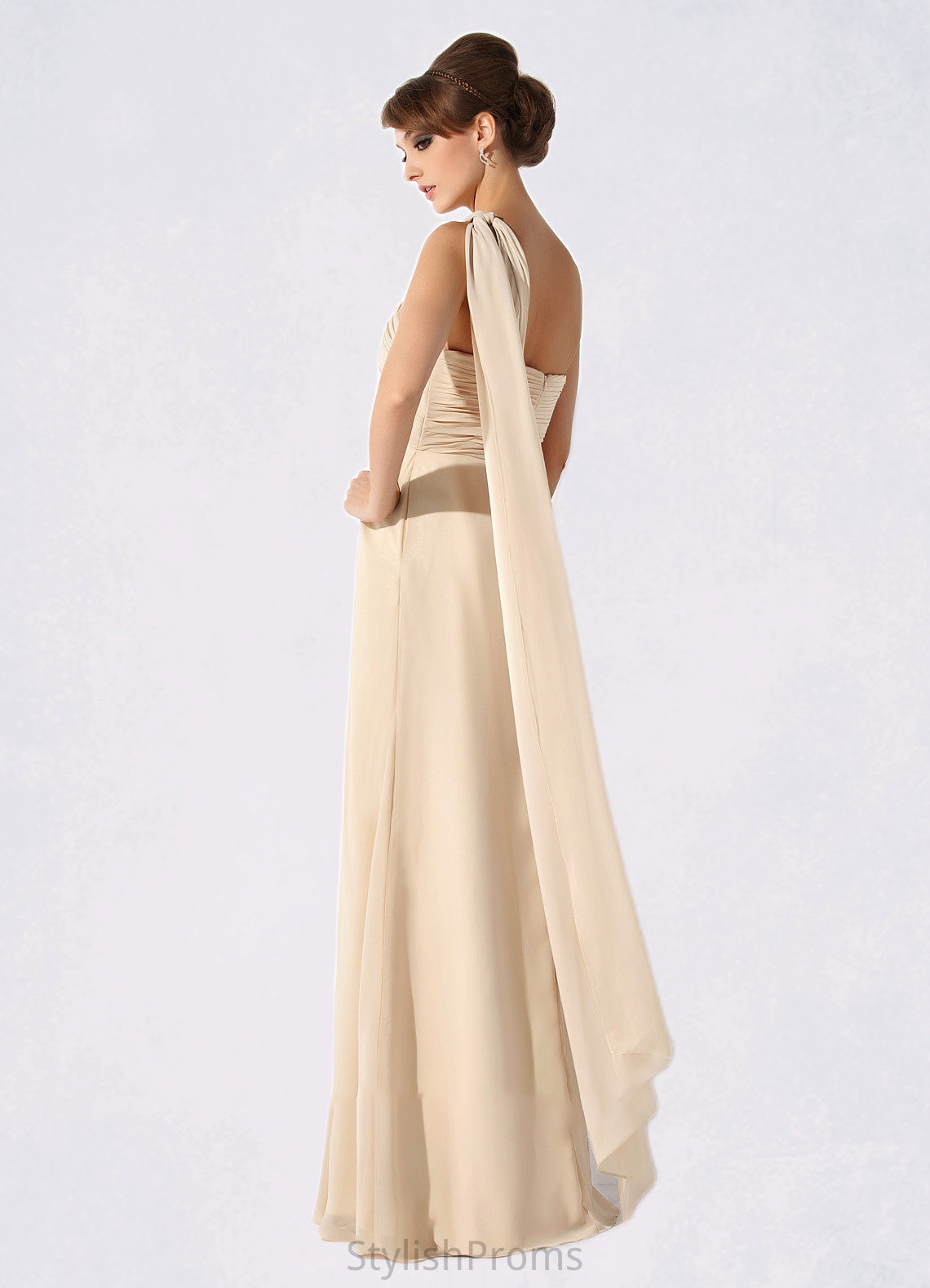 Eleanor Empire One-Shoulder Floor-Length Chiffon Mother of the Bride Dress With Ruffle HQ126P0014777