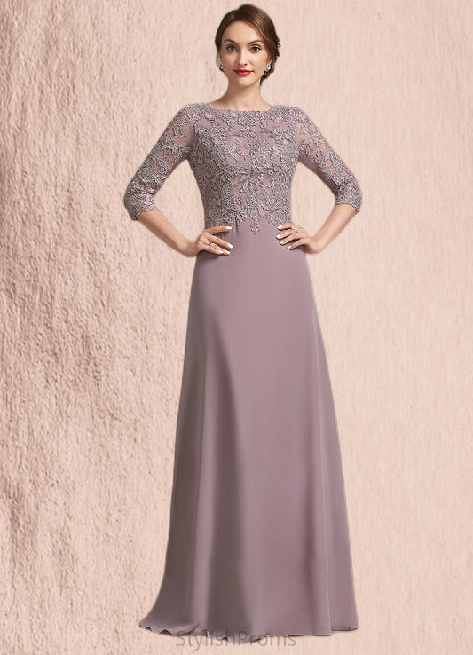 Lana A-Line Scoop Neck Floor-Length Chiffon Lace Mother of the Bride Dress HQ126P0014788