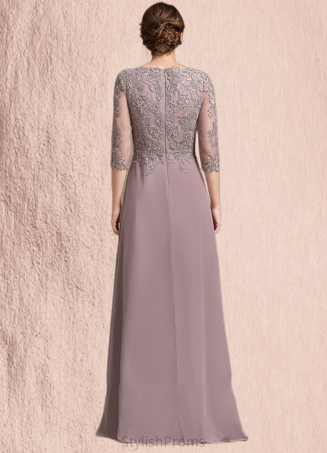 Lana A-Line Scoop Neck Floor-Length Chiffon Lace Mother of the Bride Dress HQ126P0014788