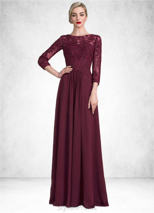 Mariam A-Line Scoop Neck Floor-Length Chiffon Lace Mother of the Bride Dress With Ruffle Beading Sequins HQ126P0014792