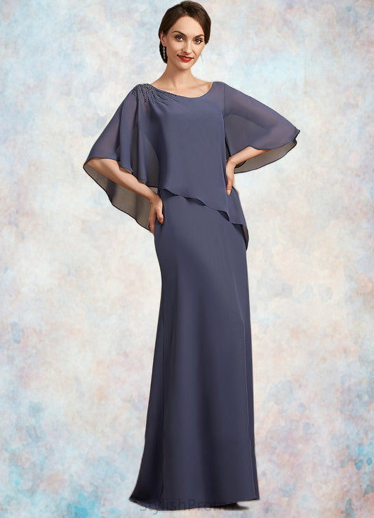 Cadence A-Line Scoop Neck Floor-Length Chiffon Mother of the Bride Dress With Beading HQ126P0014793