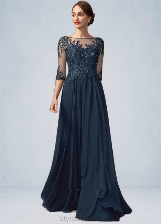 Abigayle A-Line Scoop Neck Floor-Length Chiffon Lace Mother of the Bride Dress With Beading Sequins HQ126P0014795