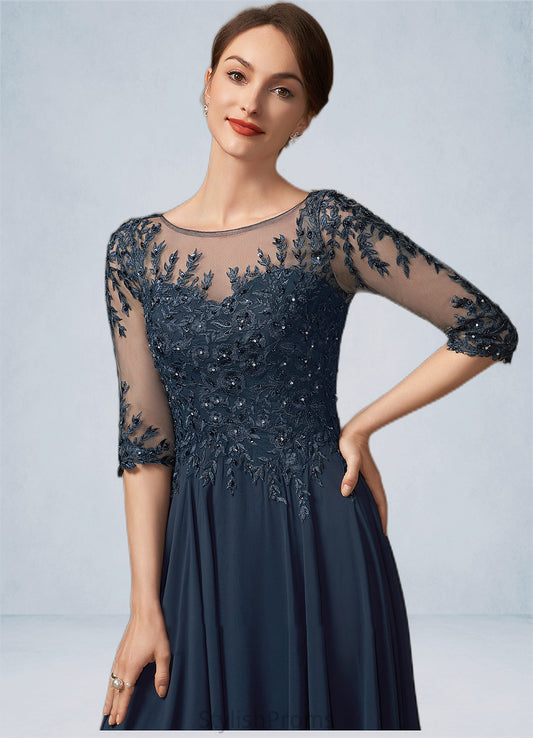 Abigayle A-Line Scoop Neck Floor-Length Chiffon Lace Mother of the Bride Dress With Beading Sequins HQ126P0014795