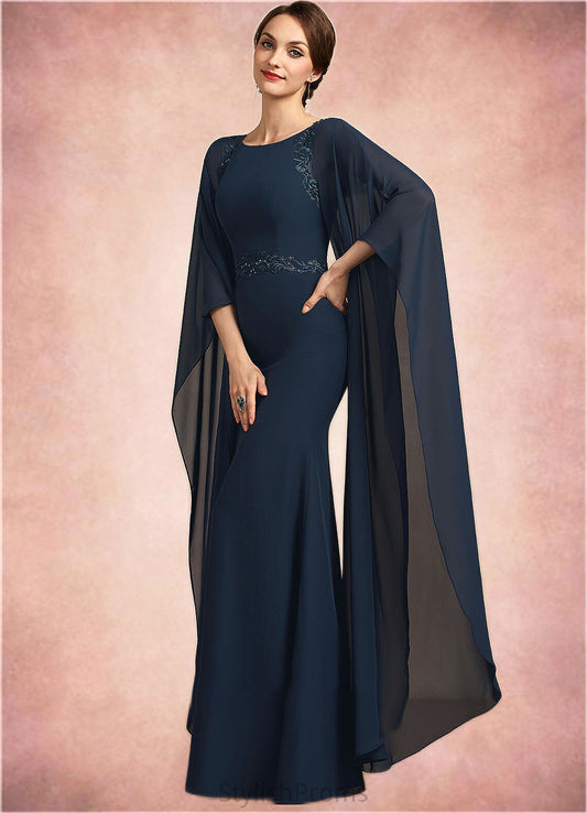 Lainey Sheath/Column Scoop Neck Floor-Length Chiffon Mother of the Bride Dress With Lace Sequins HQ126P0014806