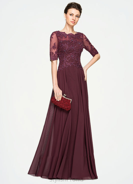 Nola A-Line Scoop Neck Floor-Length Chiffon Lace Mother of the Bride Dress With Beading Sequins HQ126P0014810