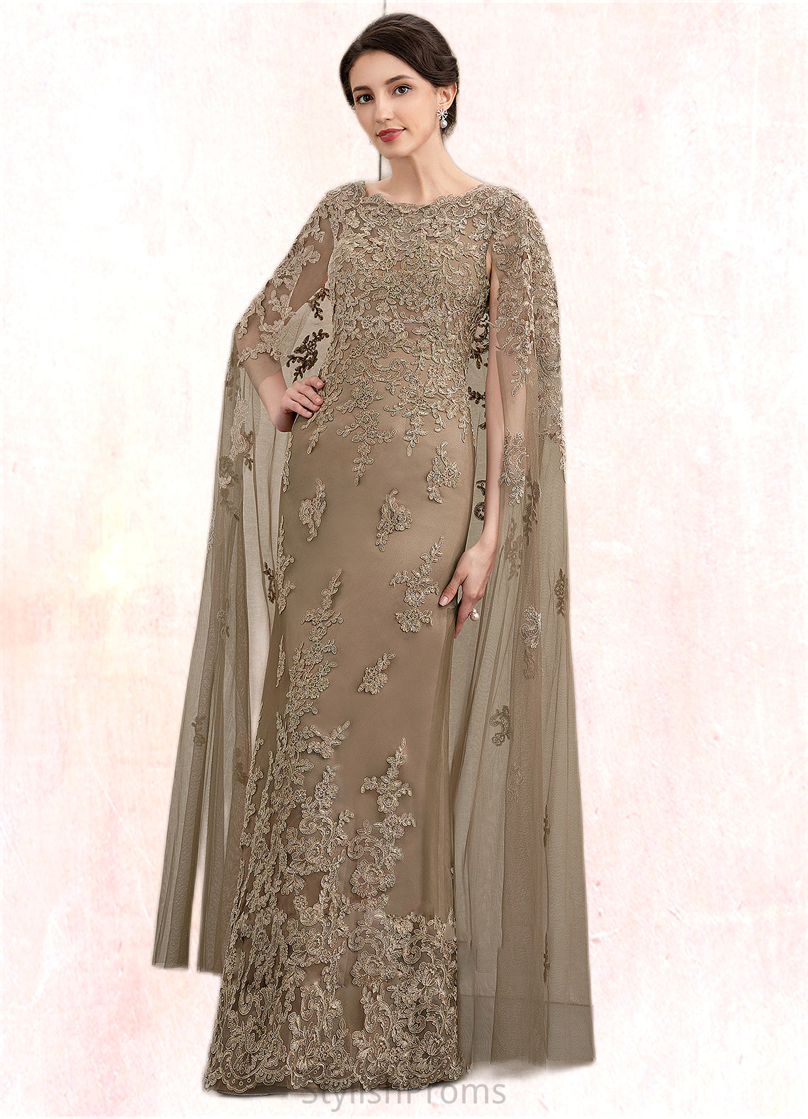 Kaydence Sheath/Column Scoop Neck Floor-Length Lace Mother of the Bride Dress HQ126P0014815