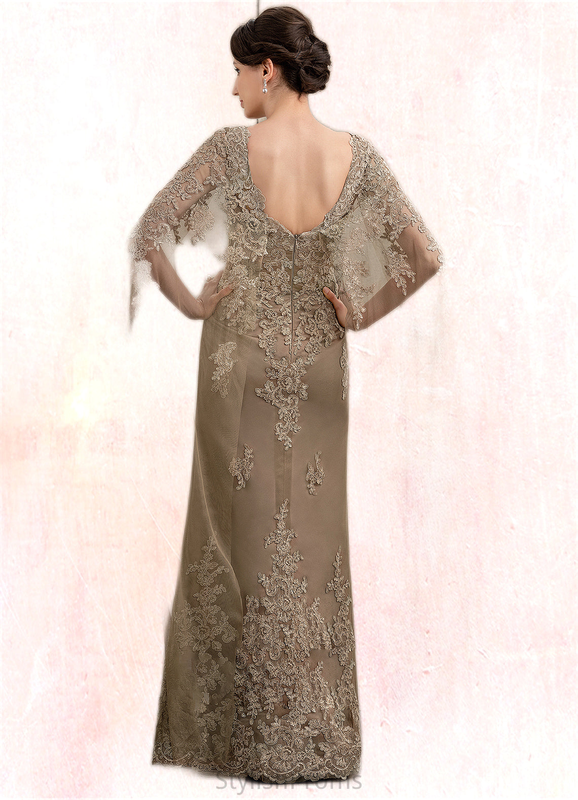 Kaydence Sheath/Column Scoop Neck Floor-Length Lace Mother of the Bride Dress HQ126P0014815