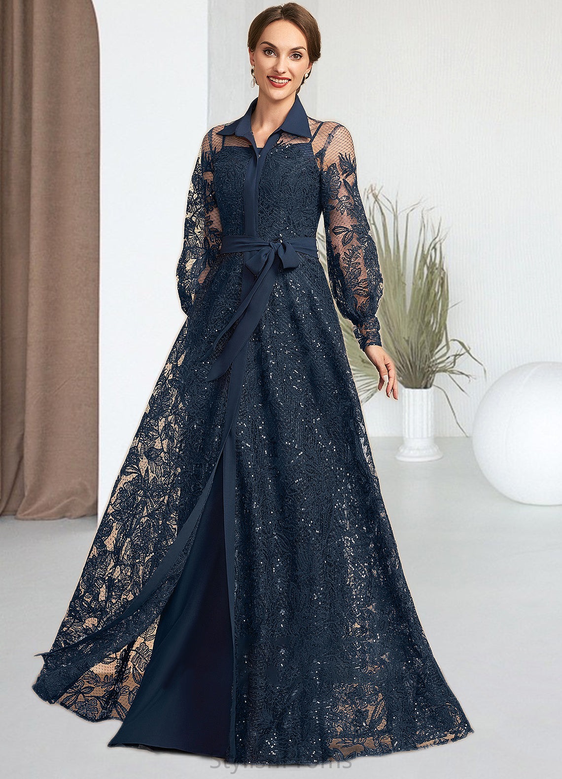 Ashleigh A-Line Square Neckline Floor-Length Chiffon Mother of the Bride Dress HQ126P0014818