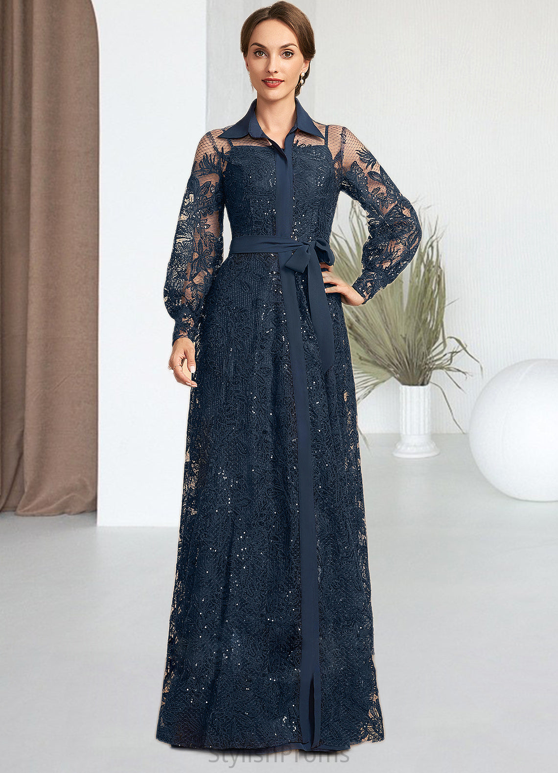 Ashleigh A-Line Square Neckline Floor-Length Chiffon Mother of the Bride Dress HQ126P0014818