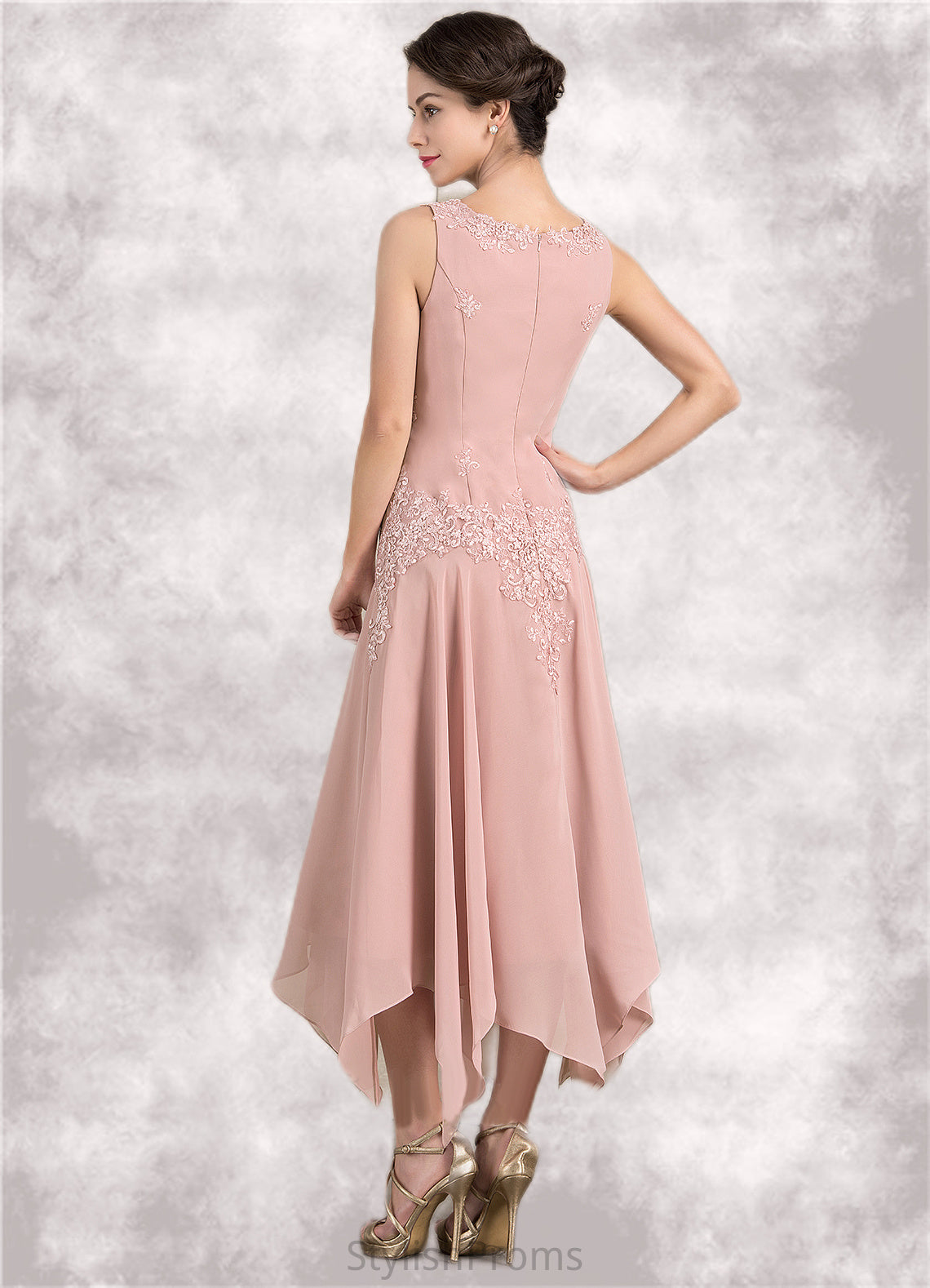 Brooke A-Line V-neck Ankle-Length Chiffon Mother of the Bride Dress With Appliques Lace Sequins HQ126P0014855