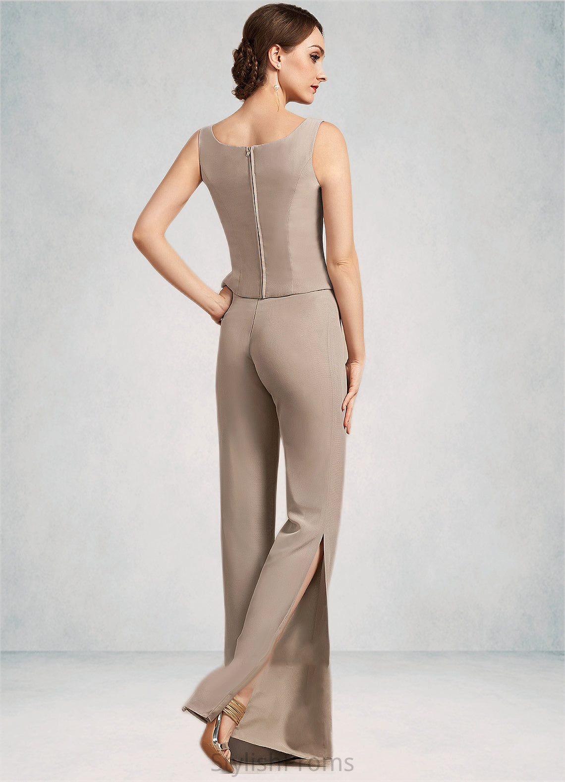 Shyanne Jumpsuit/Pantsuit Scoop Neck Floor-Length Chiffon Mother of the Bride Dress HQ126P0014864