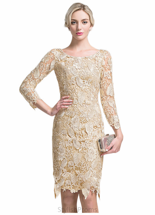 Abbey Sheath/Column Scoop Neck Knee-Length Lace Mother of the Bride Dress HQ126P0014865