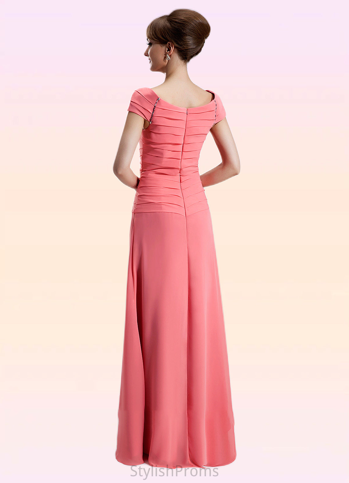 Nevaeh A-Line Scoop Neck Floor-Length Chiffon Mother of the Bride Dress With Ruffle Beading HQ126P0014872