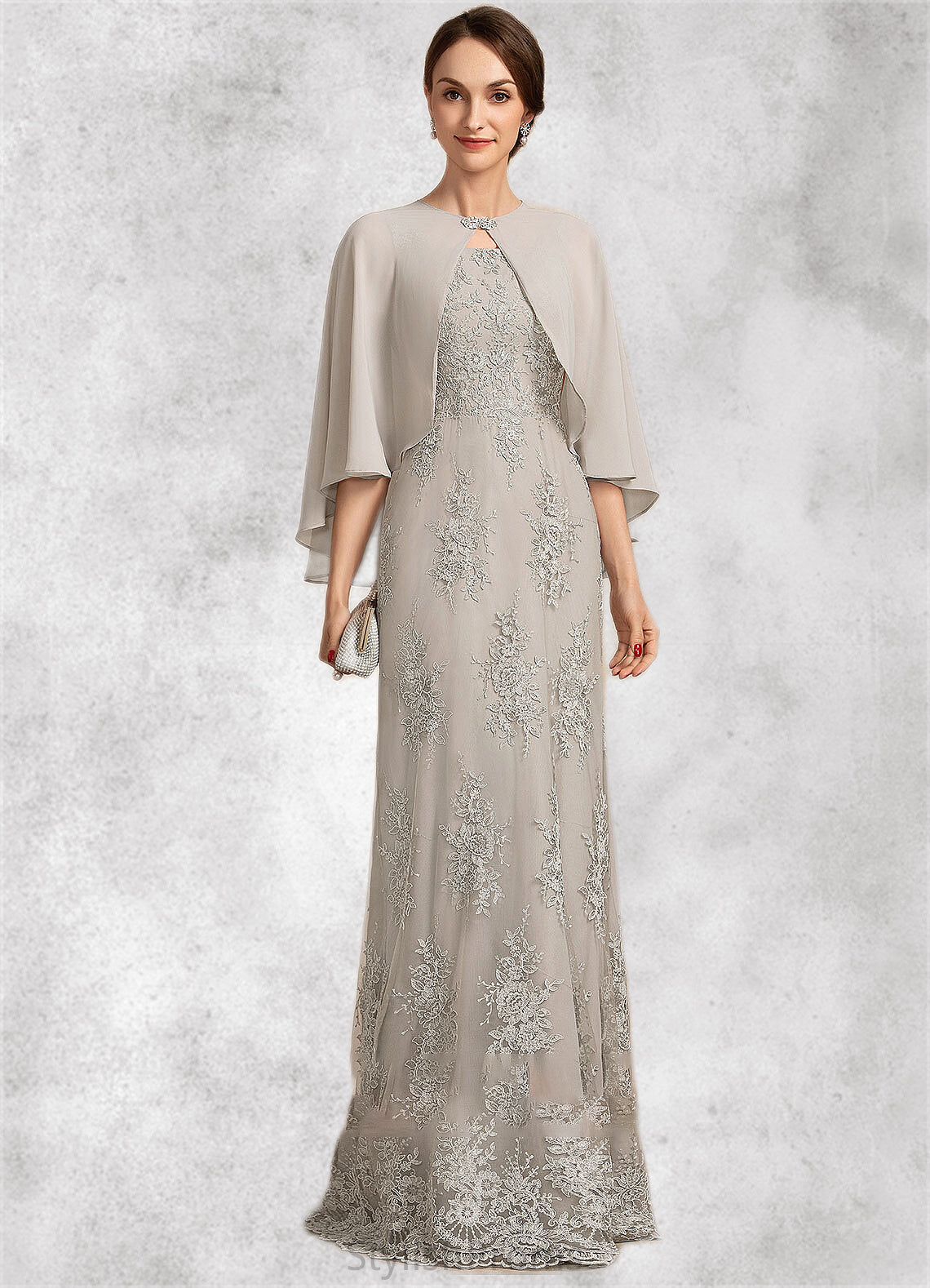 Hailie A-Line Square Neckline Floor-Length Lace Mother of the Bride Dress HQ126P0014889