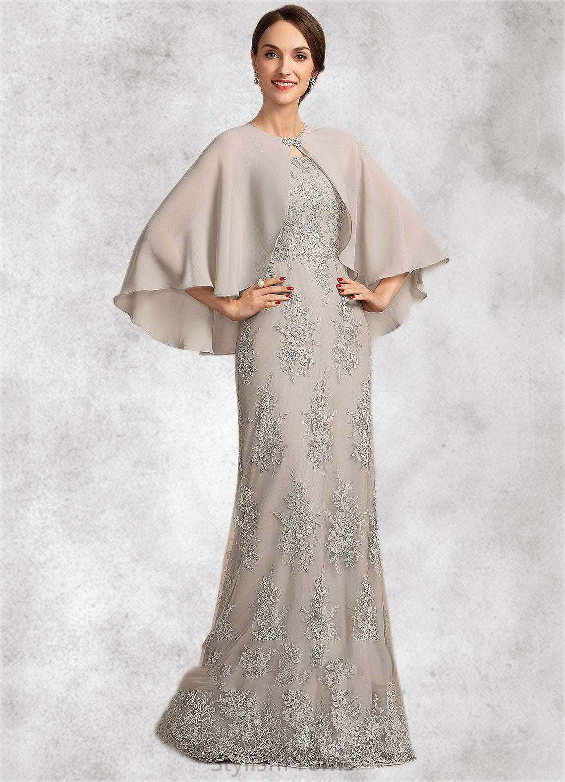 Hailie A-Line Square Neckline Floor-Length Lace Mother of the Bride Dress HQ126P0014889