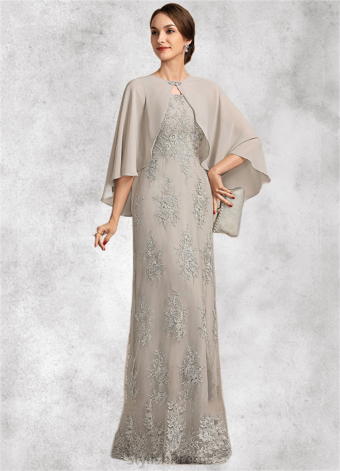 Hailie A-Line Square Neckline Floor-Length Lace Mother of the Bride Dress HQ126P0014889