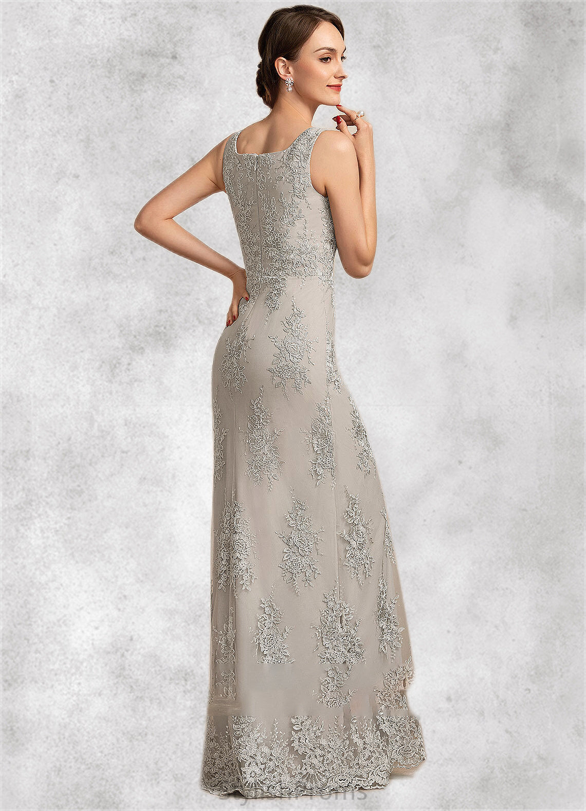 Hailie A-Line Square Neckline Floor-Length Lace Mother of the Bride Dress HQ126P0014889