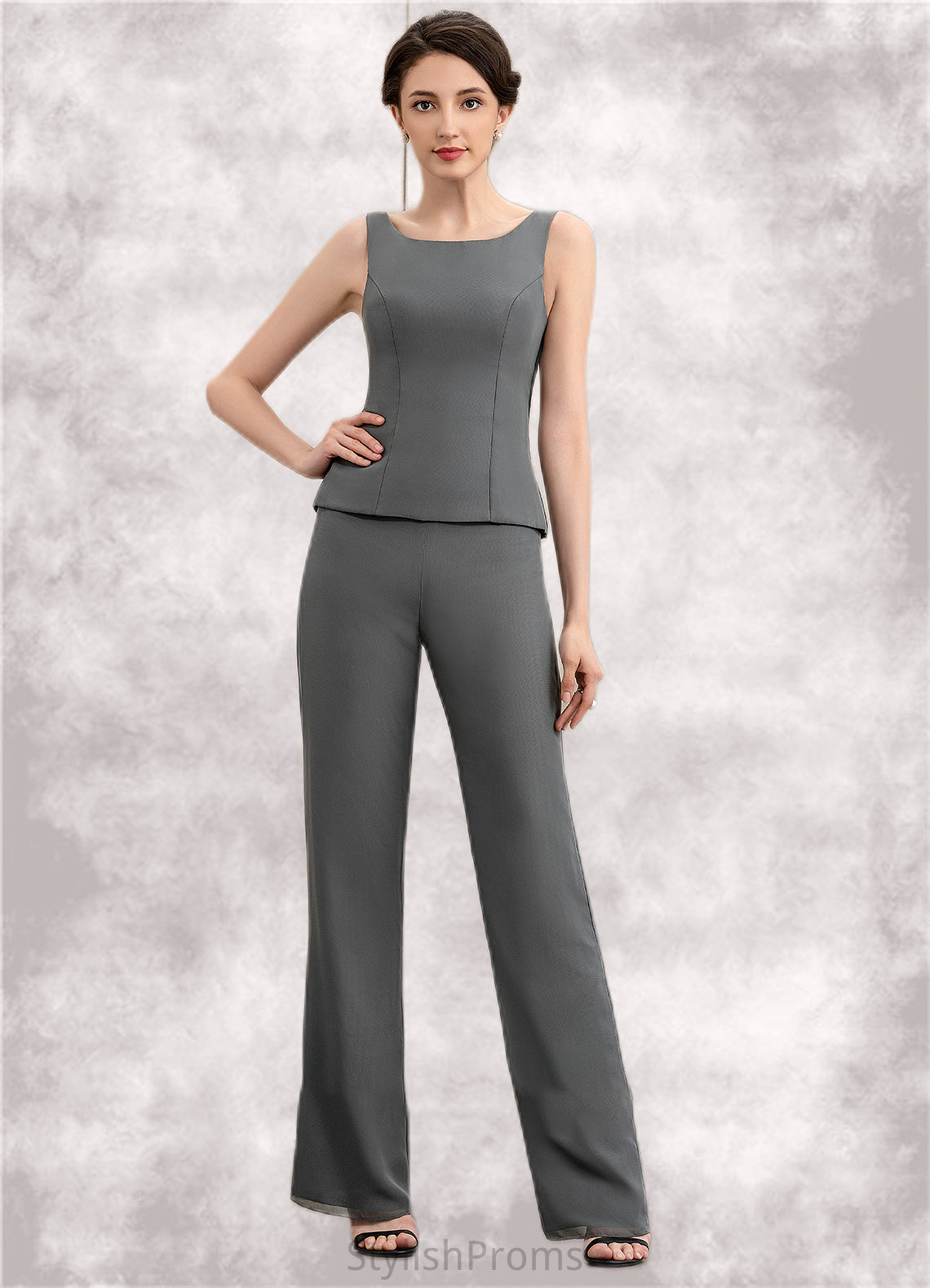 Lillian Jumpsuit/Pantsuit Scoop Neck Ankle-Length Chiffon Mother of the Bride Dress HQ126P0014890