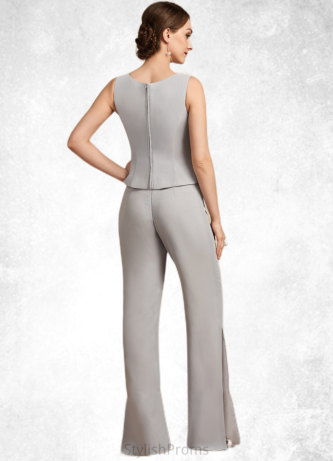 Valentina Jumpsuit/Pantsuit Square Neckline Floor-Length Chiffon Mother of the Bride Dress HQ126P0014900