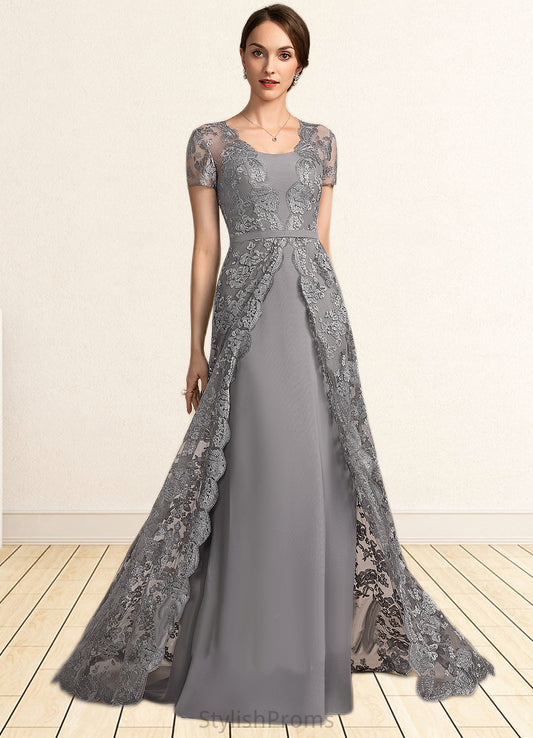 Marisol A-Line Square Neckline Sweep Train Chiffon Lace Mother of the Bride Dress HQ126P0014903