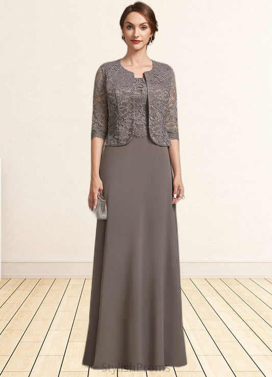 Alyssa A-Line Square Neckline Floor-Length Chiffon Lace Mother of the Bride Dress HQ126P0014904