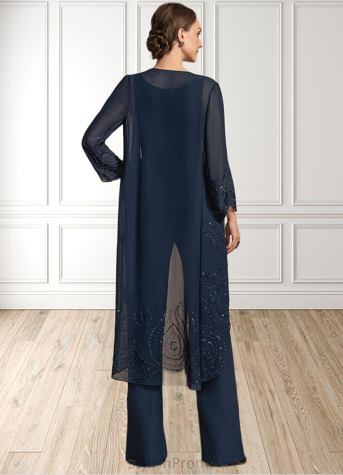 Leah Jumpsuit/Pantsuit Scoop Neck Floor-Length Chiffon Mother of the Bride Dress HQ126P0014914