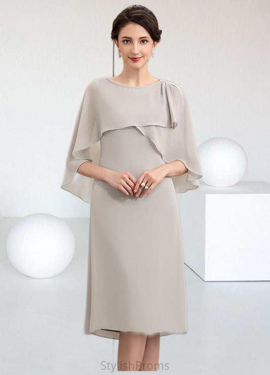 Charlie A-Line Scoop Neck Knee-Length Chiffon Mother of the Bride Dress HQ126P0014935