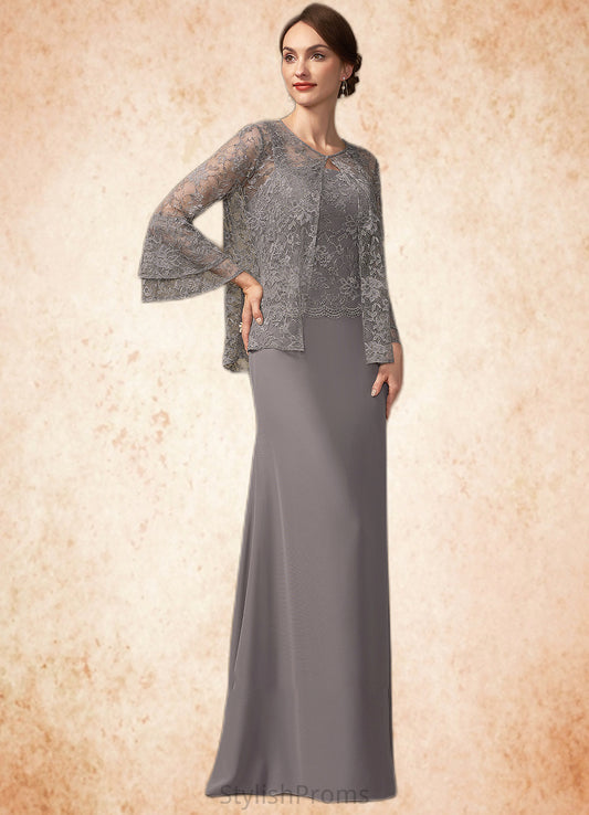 Areli Sheath/Column Square Neckline Floor-Length Chiffon Lace Mother of the Bride Dress HQ126P0014936