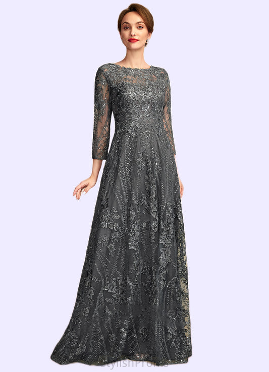 Aliyah A-Line Scoop Neck Floor-Length Lace Mother of the Bride Dress With Sequins HQ126P0014939