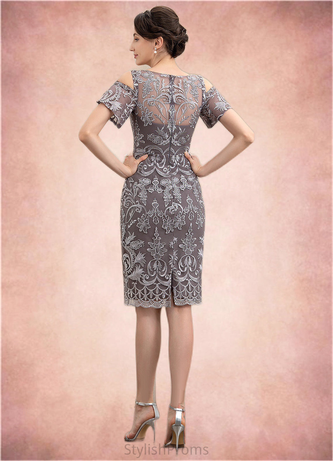 Brooklyn Sheath/Column Scoop Neck Knee-Length Lace Mother of the Bride Dress HQ126P0014944