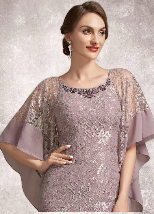 Sharon Trumpet/Mermaid Scoop Neck Asymmetrical Chiffon Lace Mother of the Bride Dress HQ126P0014945