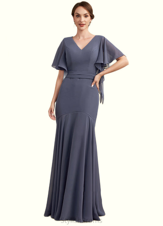 Karla Trumpet/Mermaid V-neck Floor-Length Chiffon Mother of the Bride Dress HQ126P0014951