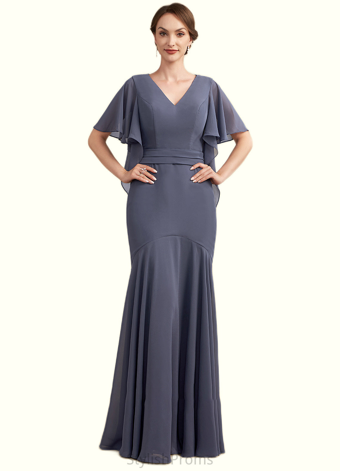 Karla Trumpet/Mermaid V-neck Floor-Length Chiffon Mother of the Bride Dress HQ126P0014951