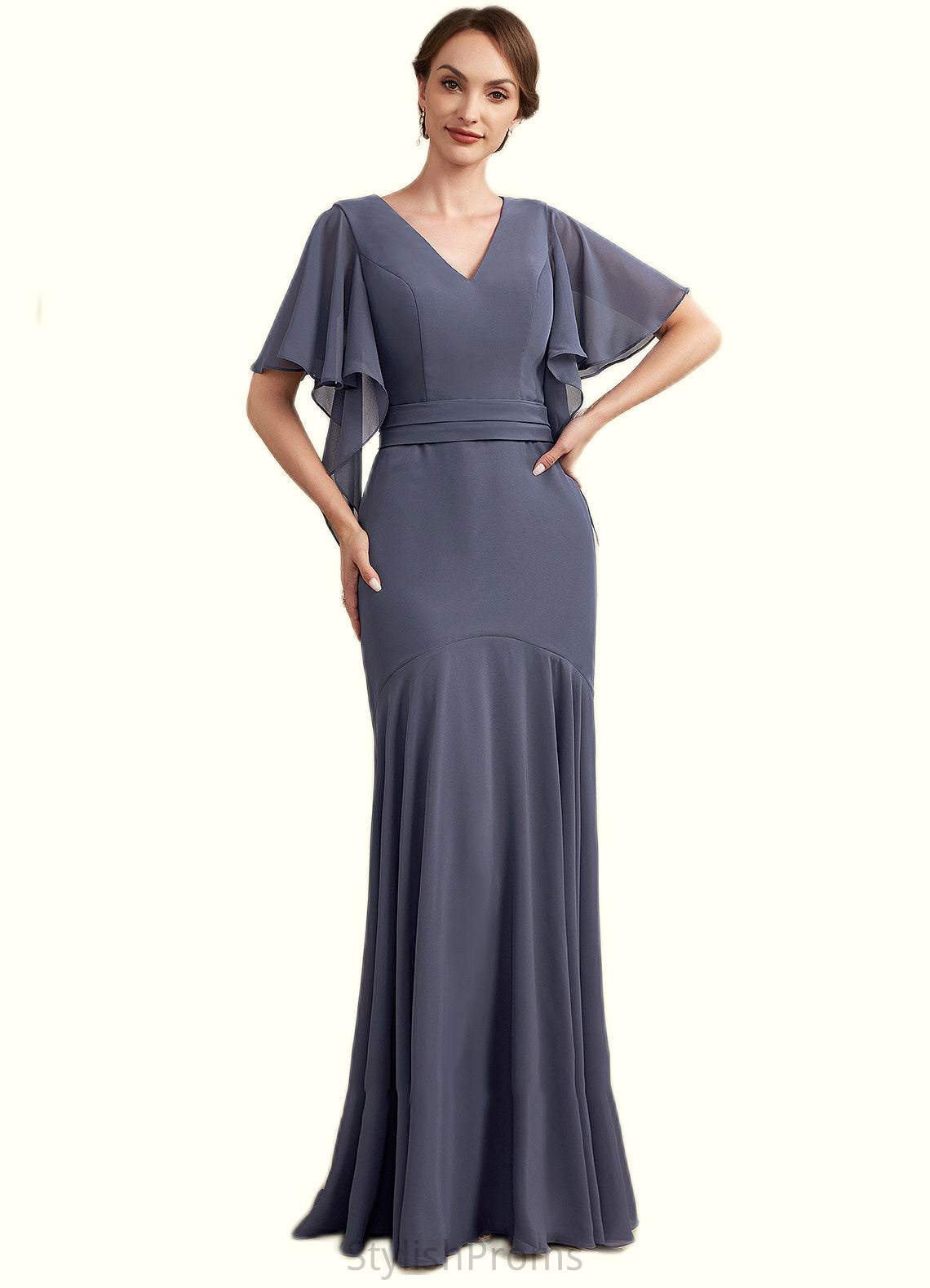 Karla Trumpet/Mermaid V-neck Floor-Length Chiffon Mother of the Bride Dress HQ126P0014951