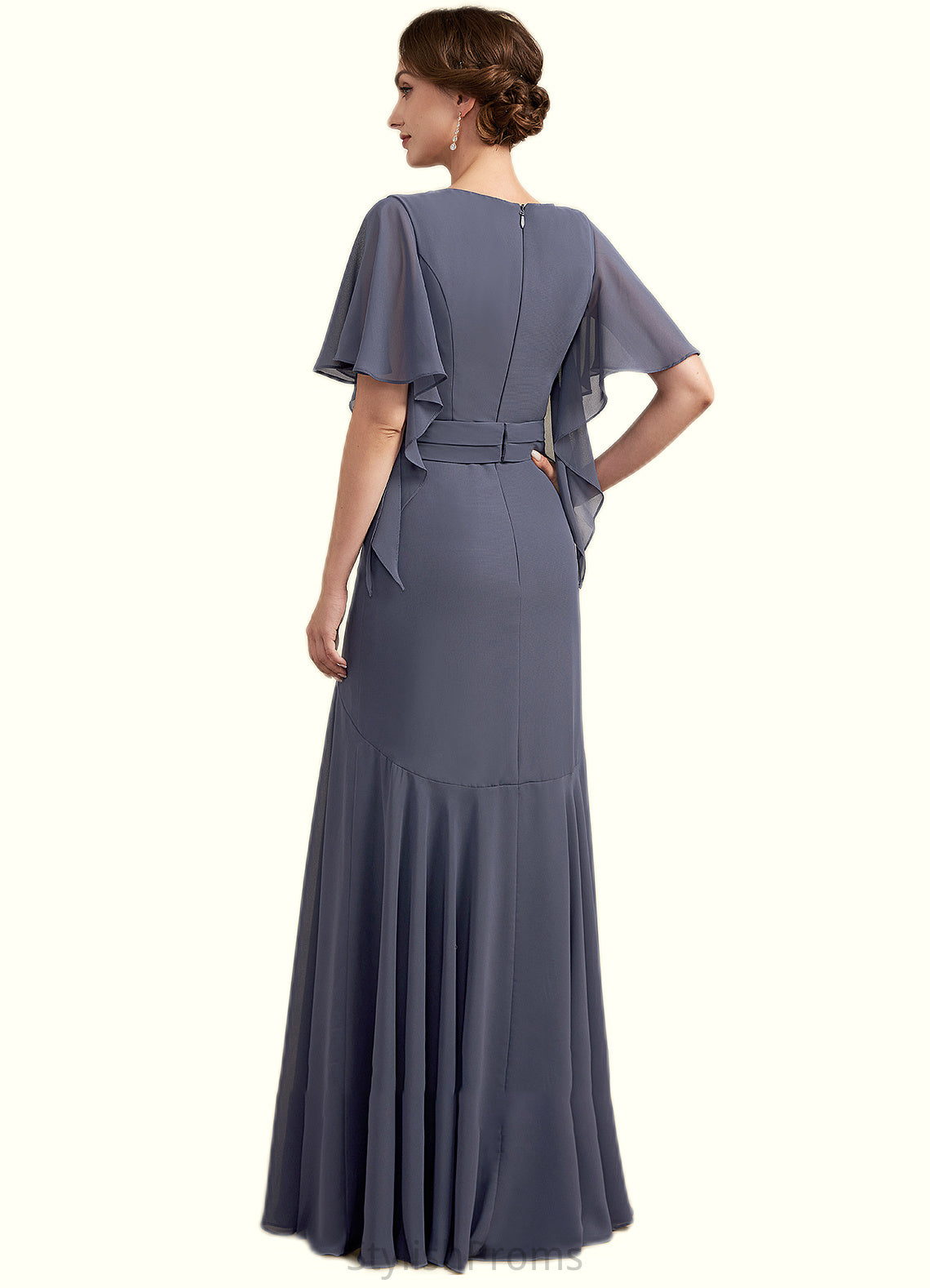 Karla Trumpet/Mermaid V-neck Floor-Length Chiffon Mother of the Bride Dress HQ126P0014951