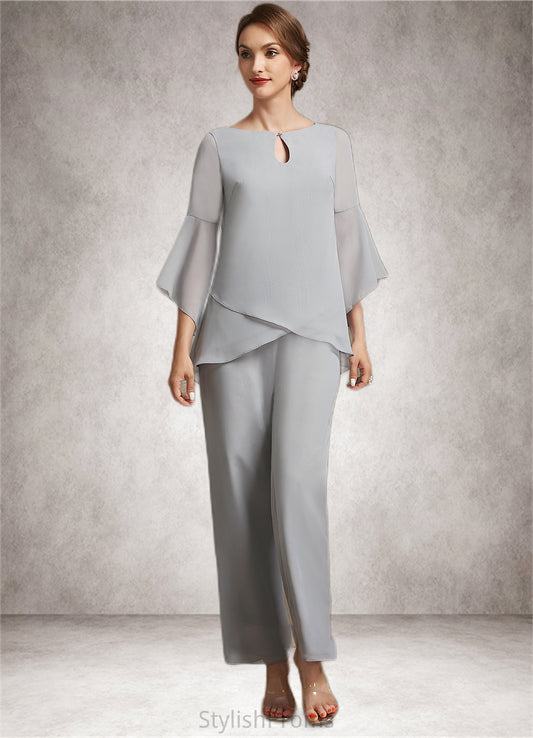 Laura Jumpsuit/Pantsuit Scoop Neck Ankle-Length Chiffon Mother of the Bride Dress HQ126P0014958