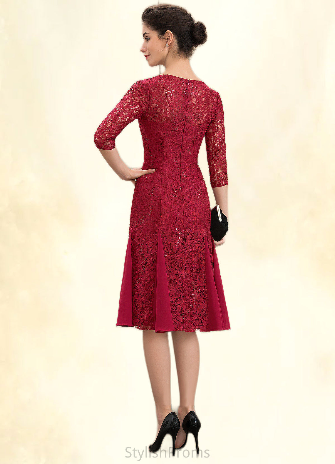 Camilla A-Line Scoop Neck Knee-Length Lace Mother of the Bride Dress With Sequins HQ126P0014961