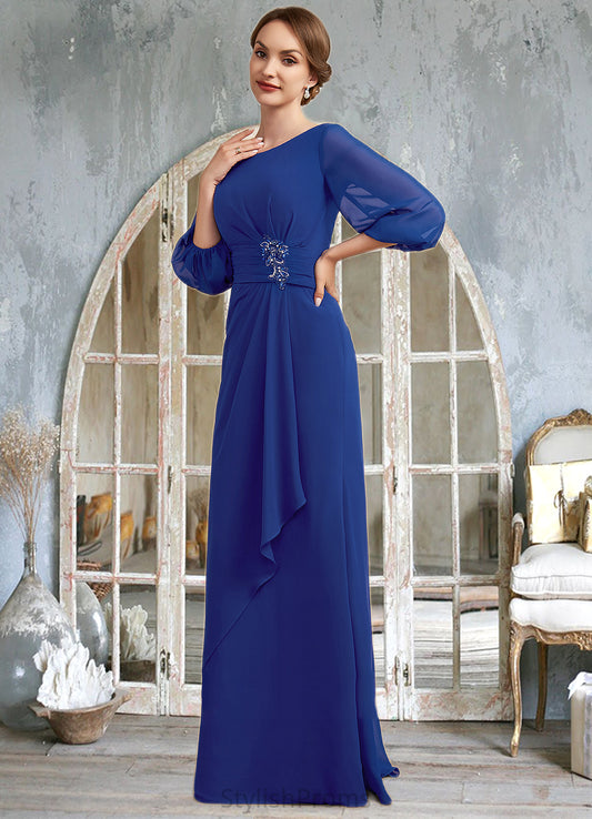 Yaritza A-Line Scoop Neck Floor-Length Chiffon Mother of the Bride Dress With Ruffle Beading HQ126P0014963