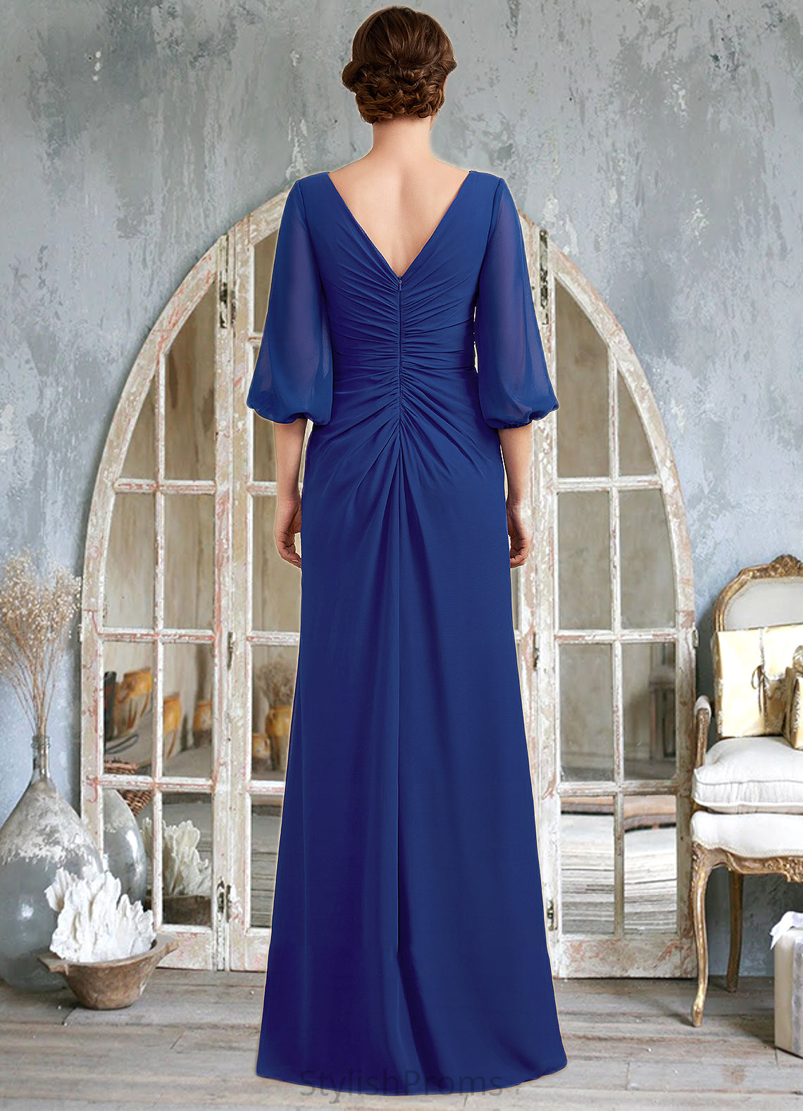 Yaritza A-Line Scoop Neck Floor-Length Chiffon Mother of the Bride Dress With Ruffle Beading HQ126P0014963