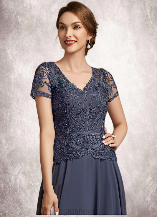 Jenny A-Line V-neck Floor-Length Chiffon Lace Mother of the Bride Dress With Sequins HQ126P0014964