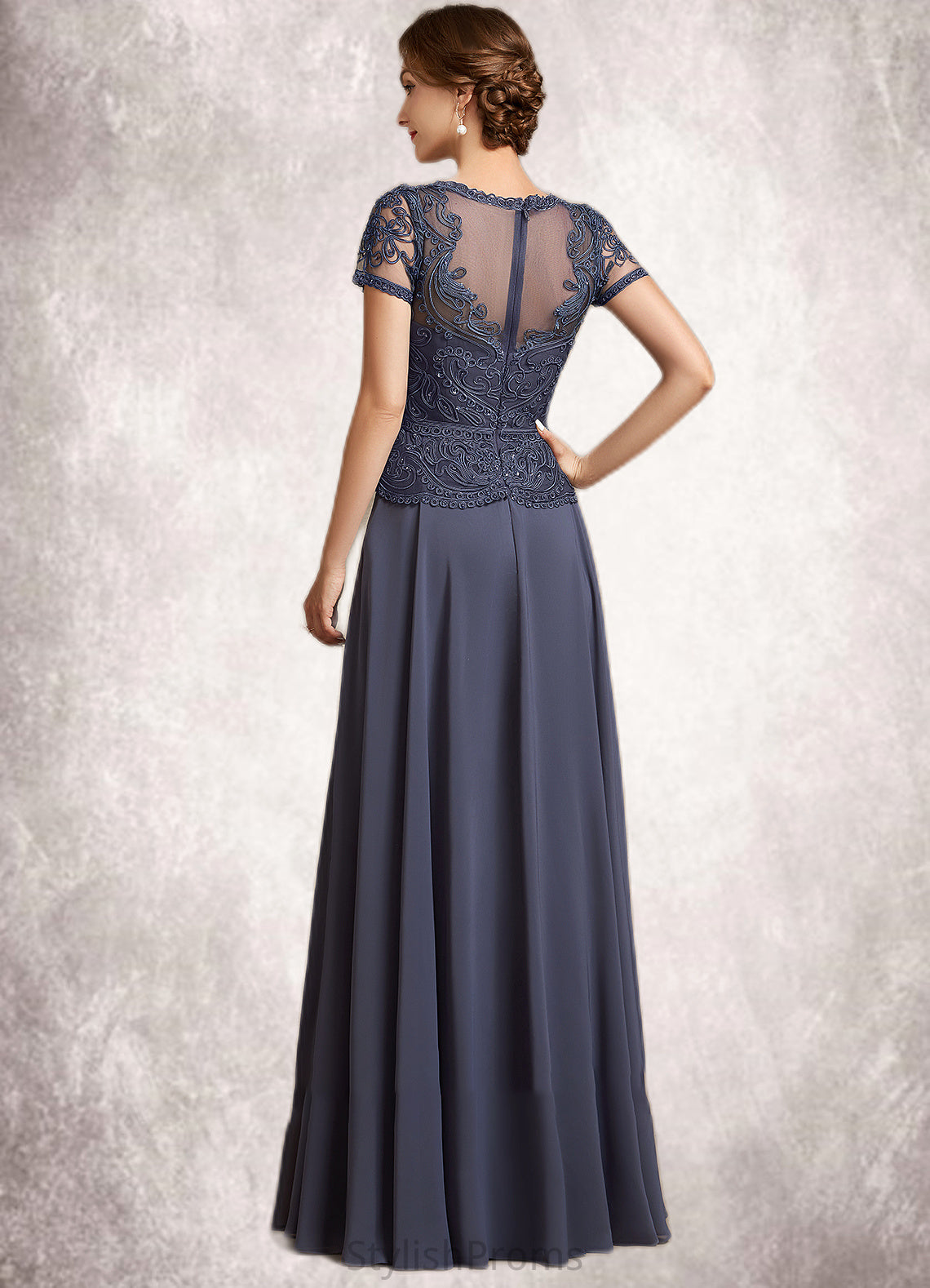 Jenny A-Line V-neck Floor-Length Chiffon Lace Mother of the Bride Dress With Sequins HQ126P0014964