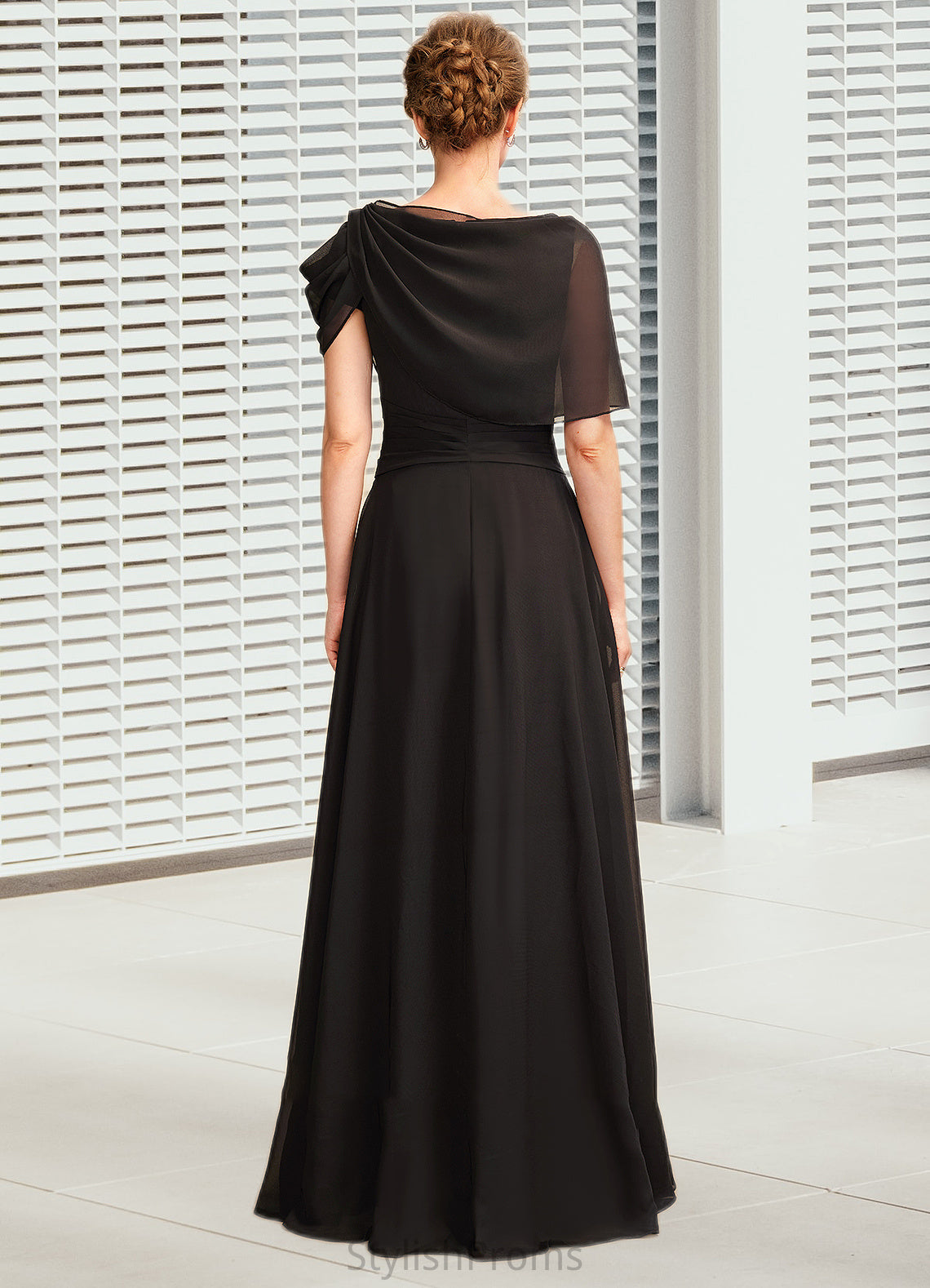 Jenna A-Line Scoop Neck Floor-Length Chiffon Mother of the Bride Dress With Ruffle Beading HQ126P0014970