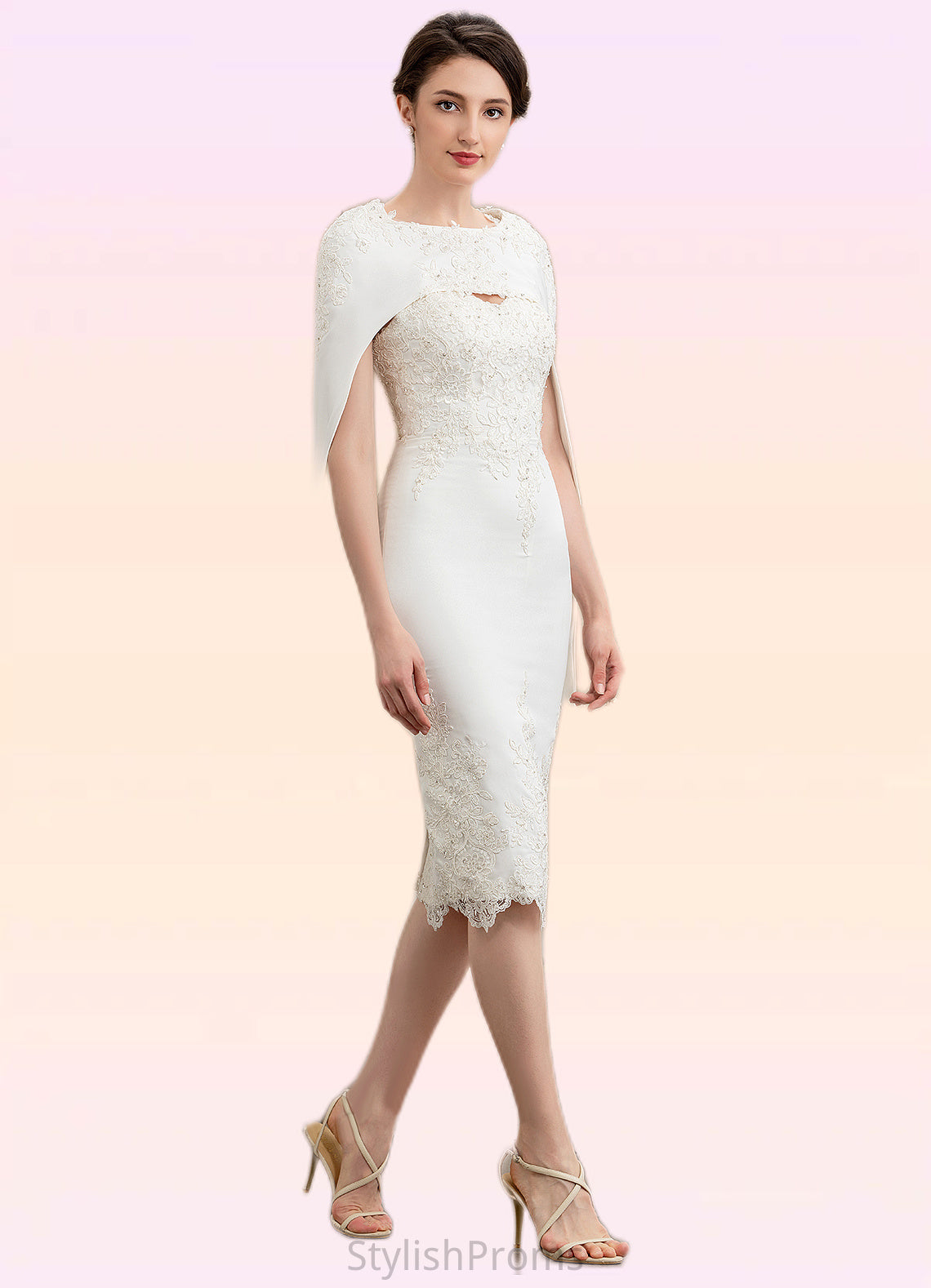 Greta Sheath/Column Sweetheart Knee-Length Lace Stretch Crepe Mother of the Bride Dress With Beading HQ126P0014973