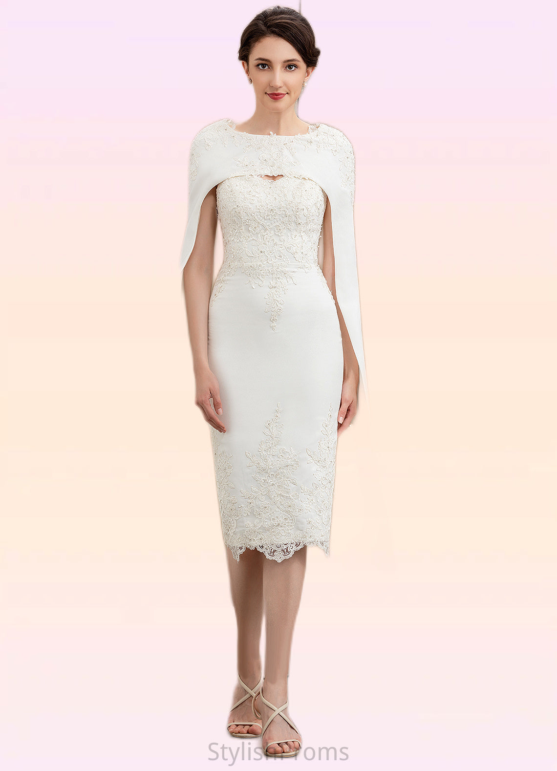 Greta Sheath/Column Sweetheart Knee-Length Lace Stretch Crepe Mother of the Bride Dress With Beading HQ126P0014973