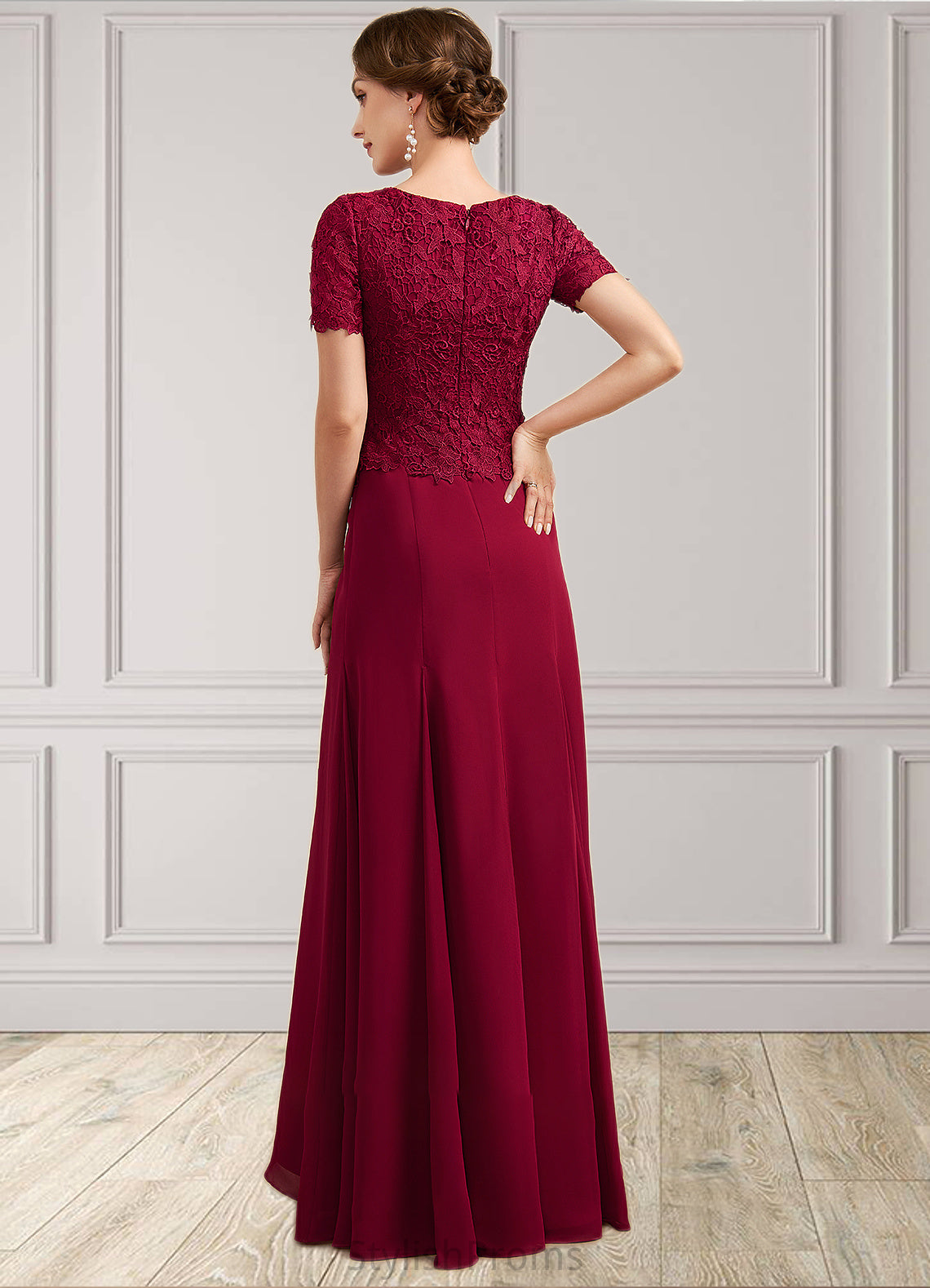 Hailee Trumpet/Mermaid Scoop Neck Floor-Length Chiffon Lace Mother of the Bride Dress HQ126P0014979