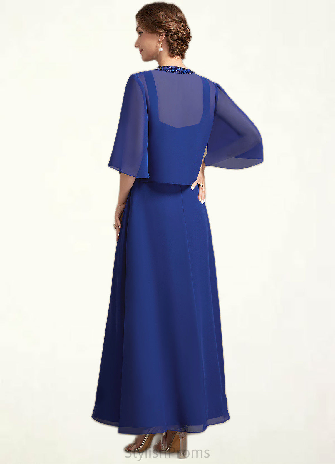 Suzanne A-Line Square Neckline Ankle-Length Chiffon Mother of the Bride Dress With Ruffle HQ126P0014982