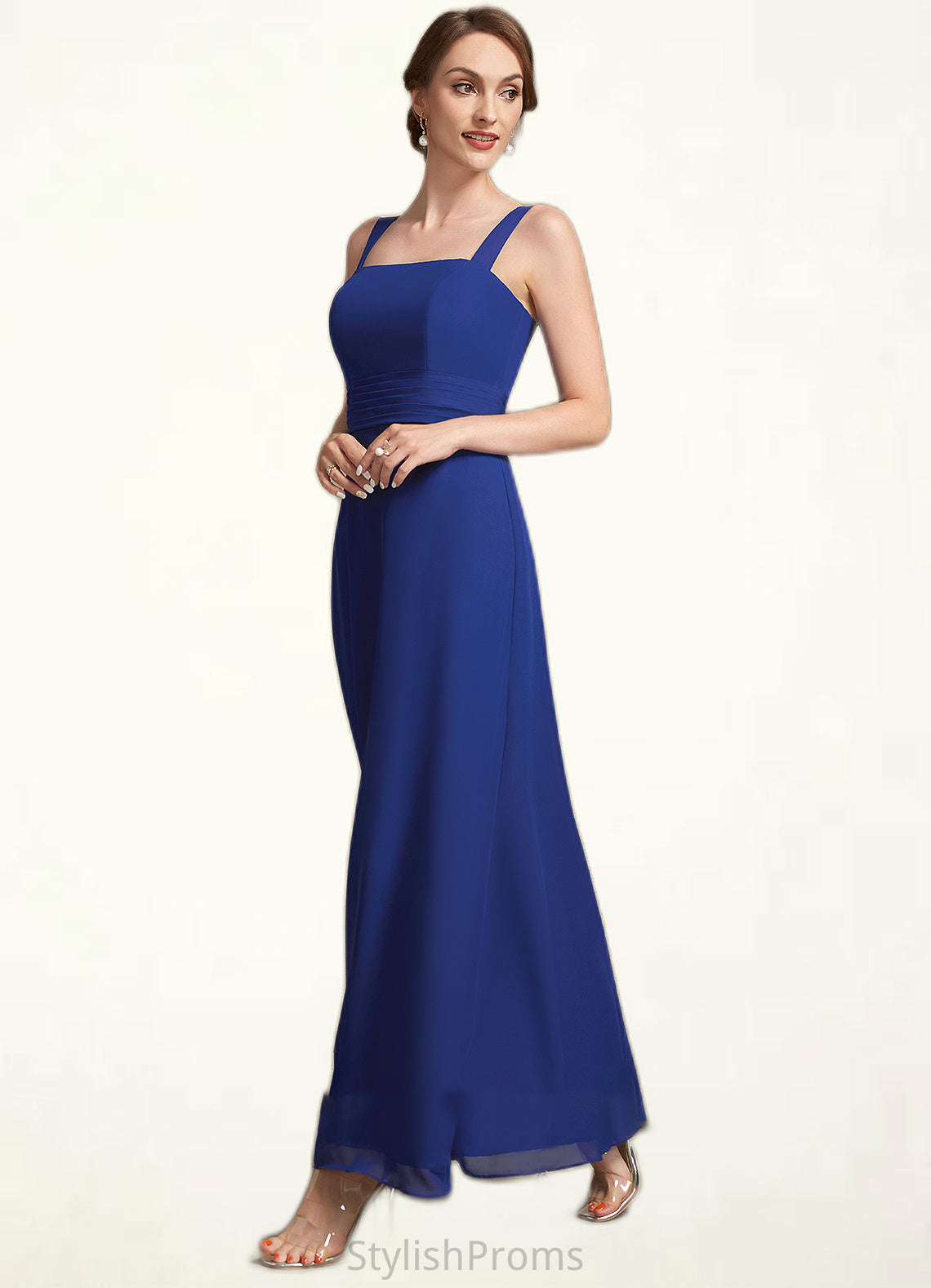 Suzanne A-Line Square Neckline Ankle-Length Chiffon Mother of the Bride Dress With Ruffle HQ126P0014982