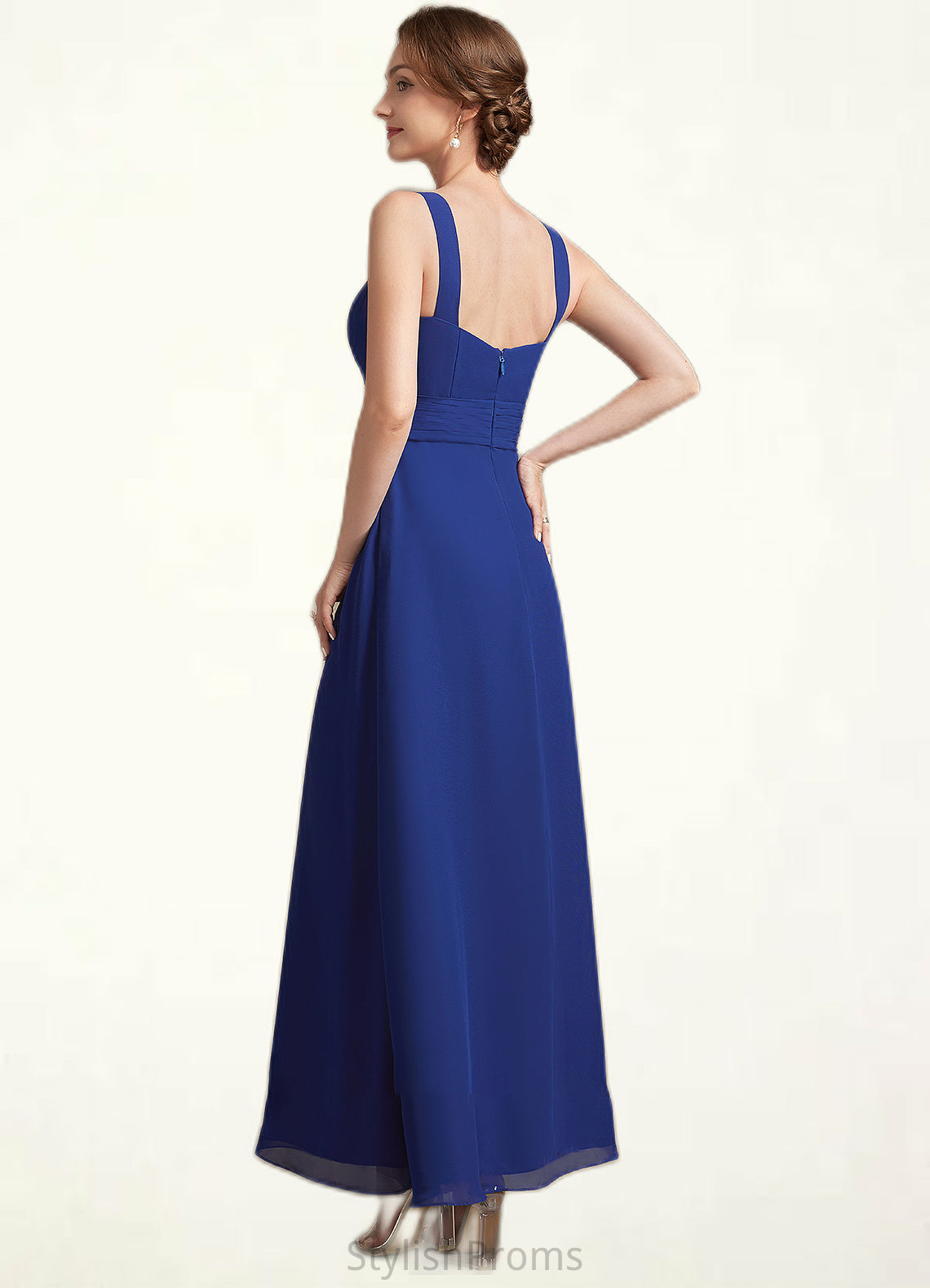 Suzanne A-Line Square Neckline Ankle-Length Chiffon Mother of the Bride Dress With Ruffle HQ126P0014982