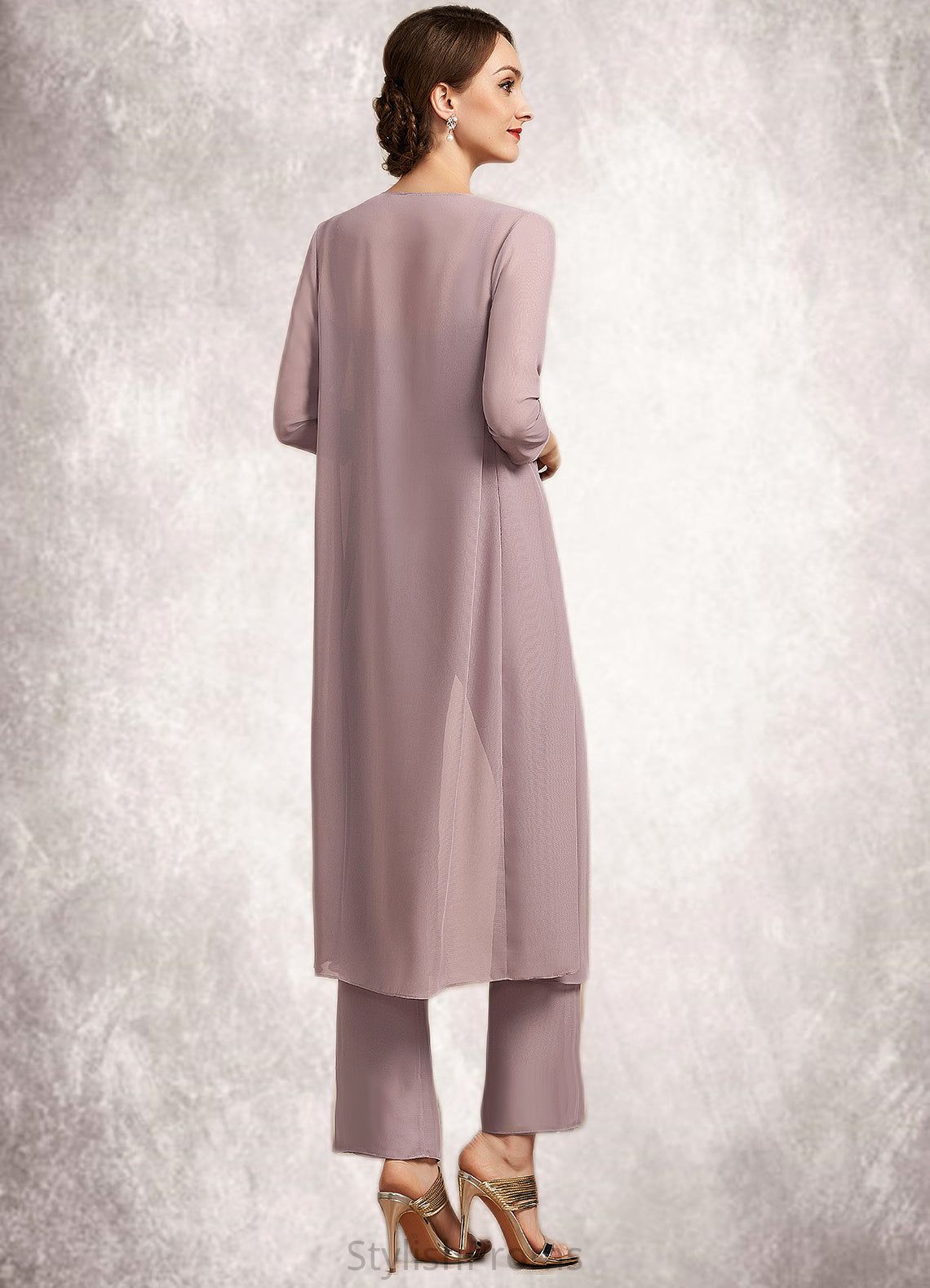 Autumn Jumpsuit/Pantsuit Square Neckline Ankle-Length Chiffon Mother of the Bride Dress With Ruffle HQ126P0014984